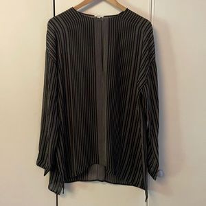 Vince Striped split neck silk blouse size 12